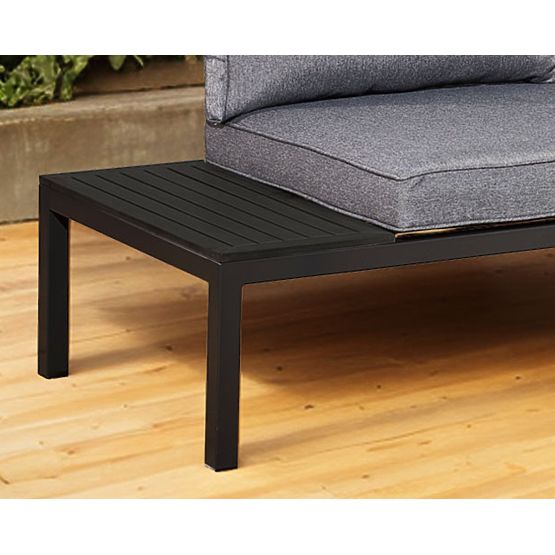 Set of 2 x Corner Two-Seater Sofa Steel VENTO Coffee Table Black