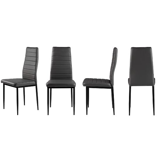 Set of 4 Eco-Leather Chairs with High Backrest - Grey