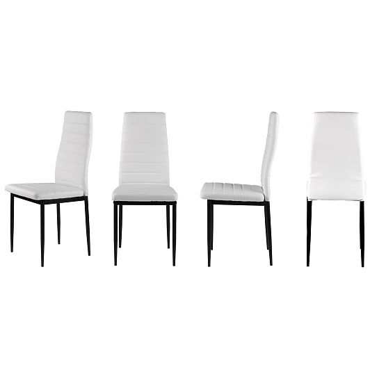 Set of 4 Eco-Leather Chairs with High Backrest - White