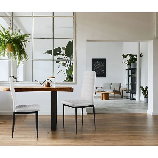 Set of 4 Eco-Leather Chairs with High Backrest - White