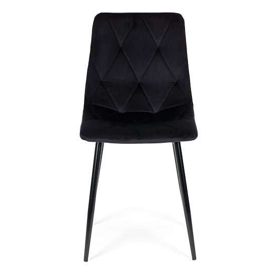 Set of 4 Quilted Velvet Chairs for Dining and Living Room - Black