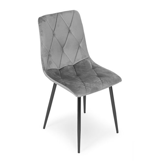 Set of 4 Upholstered Velvet Chairs for Dining and Living Room - Grey