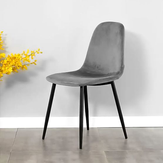 Set of 4 Velvet Chairs for Dining and Living Room - Gray