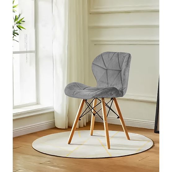 Set of 4 Velvet Chairs for Dining and Living Room - Grey