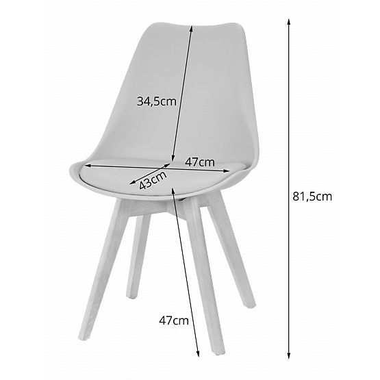 Set of 4 White and Black Chairs with Wooden Legs