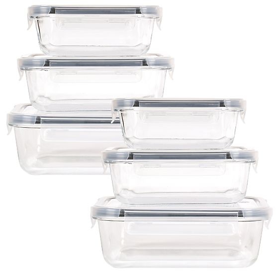 Set of 6 Glass Food Containers AMALFI