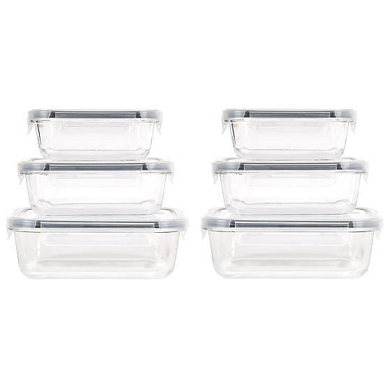 Set of 6 Glass Food Containers AMALFI