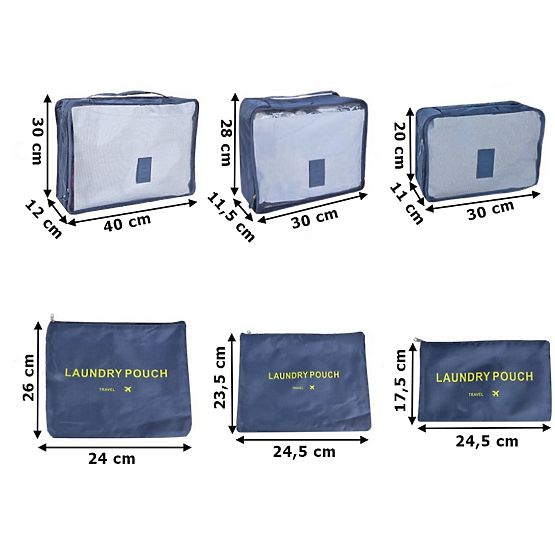 Set of 6 Travel Organizers GAVIN Dark Blue
