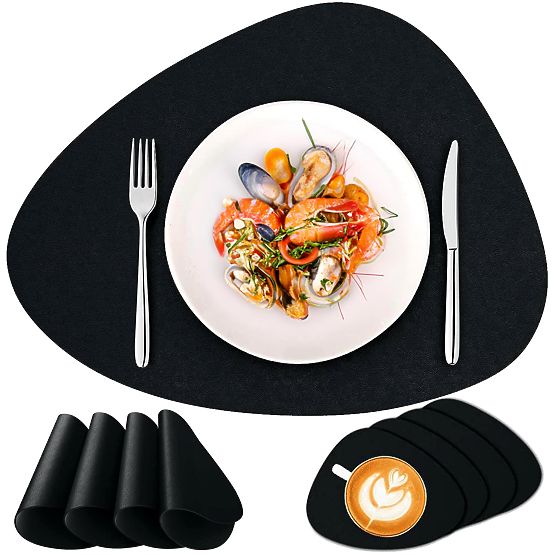 Set of 8 TRIVAL BLACK Table Mats