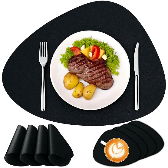 Set of 8 TRIVAL BLACK Table Mats