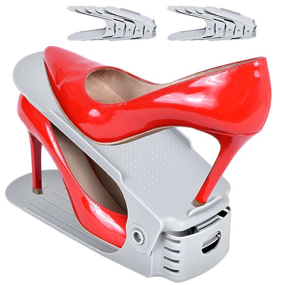 Set of Adjustable Shoe Holders 10 Pieces Grey