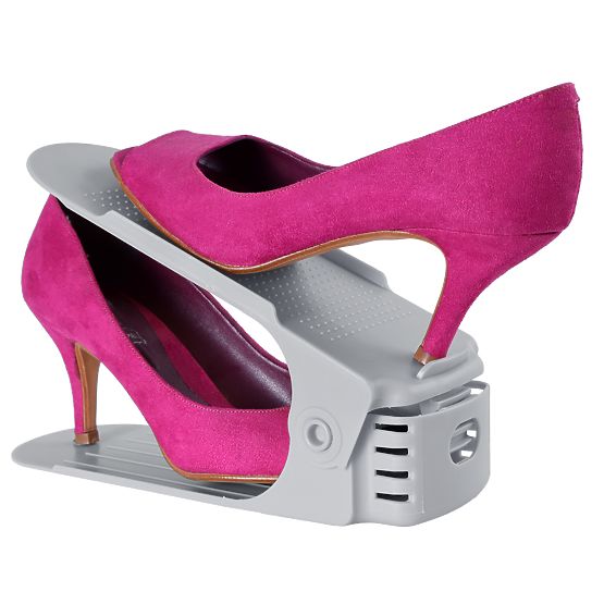 Set of Adjustable Shoe Holders 10 Pieces Grey