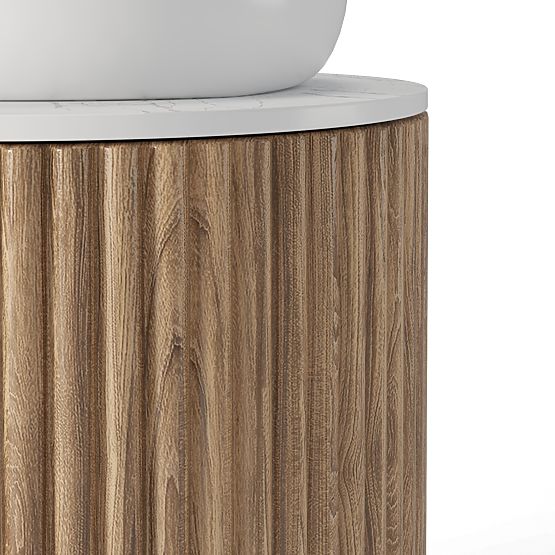 Set of Cabinet with Countertop and Sink La promessa 40 cm, Grooved, Rounded, Oak/White