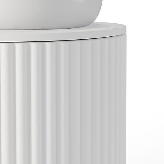 Set of Cabinet with Countertop and Sink La promessa 40 cm, Grooved, Rounded, White