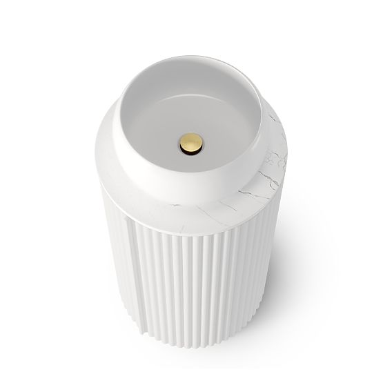 Set of Cabinet with Countertop and Sink La promessa 40 cm, Grooved, Rounded, White