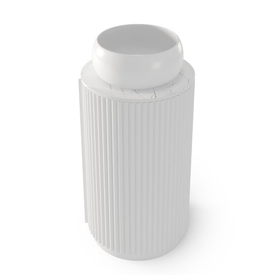 Set of Cabinet with Countertop and Sink La promessa 40 cm, Grooved, Rounded, White