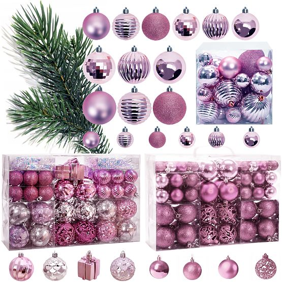 Set of Christmas Decorations Lila/Rose 208 pcs