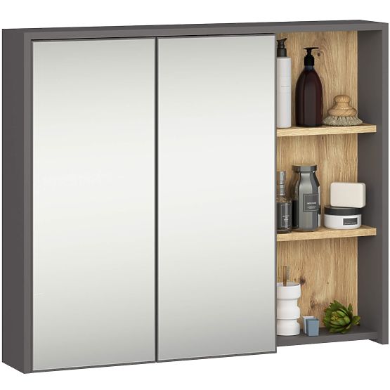 SET OF HANGING BATHROOM FURNITURE VAMI GRAPHITE GRAY / ARTISAN OAK