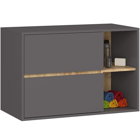 SET OF HANGING BATHROOM FURNITURE VAMI GRAPHITE GRAY / ARTISAN OAK