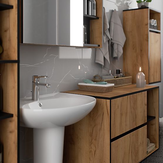 SET OF HANGING BATHROOM FURNITURE VAMI OAK CRAFT / BLACK