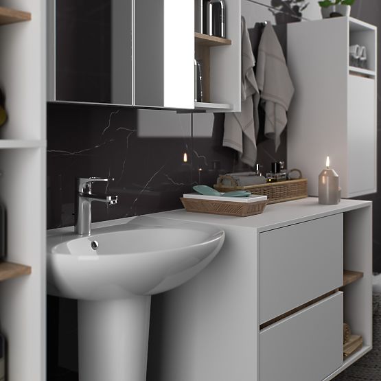 SET OF HANGING BATHROOM FURNITURE VAMI WHITE / SONOMA OAK