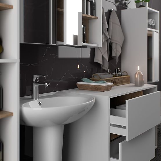SET OF HANGING BATHROOM FURNITURE VAMI WHITE / SONOMA OAK