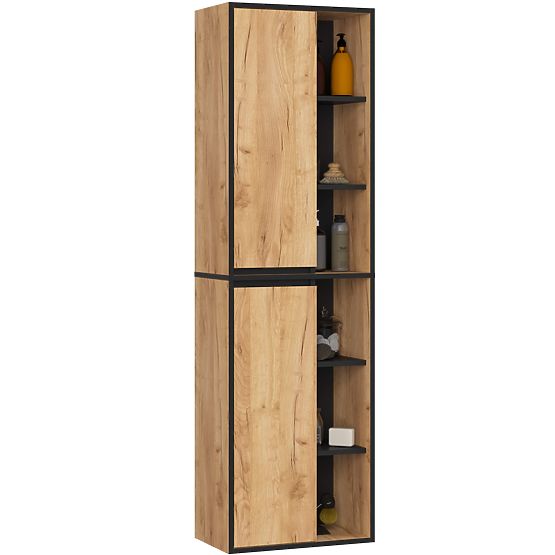 SET OF HANGING BATHROOM FURNITURE WITH OPENINGS VAMI CRAFT OAK / BLACK