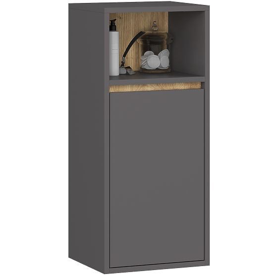 SET OF HANGING BATHROOM FURNITURE WITH OPENINGS VAMI GRAPHITE GRAY / ARTISAN OAK