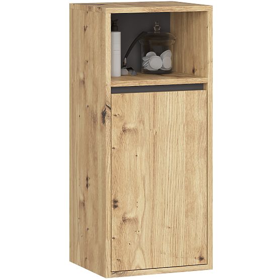 SET OF HANGING BATHROOM FURNITURE WITH OPENINGS VAMI OAK ARTISAN / GRAPHITE GRAY