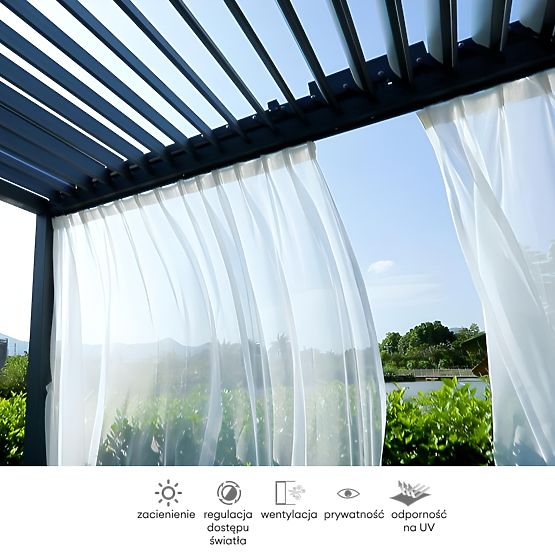 Set of Two Curtains 278 cm for 6 m Pergola Side, White