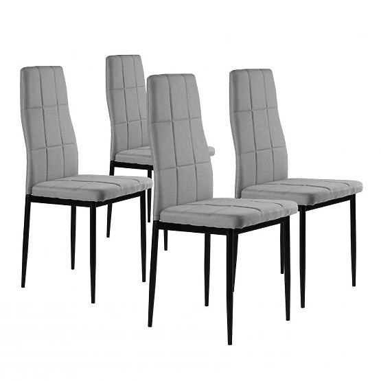 Set of Upholstered Chairs for Dining and Living Room 4pcs Grey
