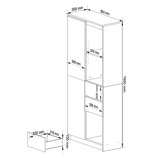 SHELF R15 R80 1D 2SZ CLP PK WHITE / GRAY