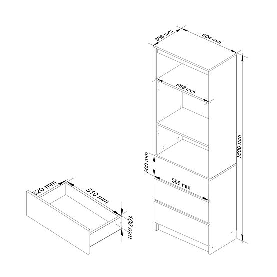 SHELF R60 3DR 2S CLP PK SONOMA / WHITE