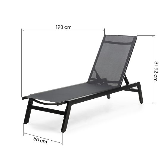 Shelly Adjustable Garden Lounger, Aluminum, Graphite