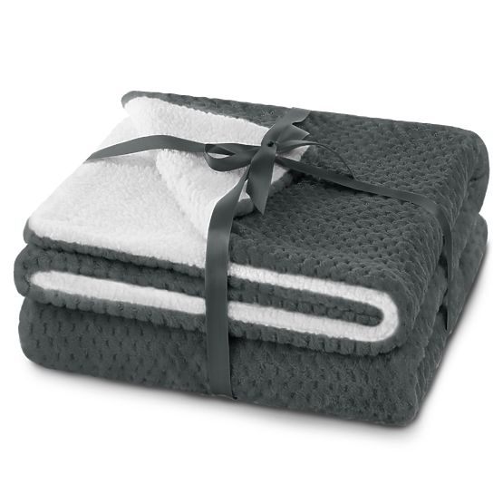 SHLEEPY Blanket in Graphite Color Jacquard Embossed Classic Style 170x210