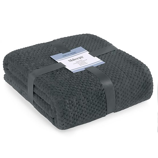 SHLEEPY Blanket in Graphite Color Jacquard Embossed Classic Style 170x210