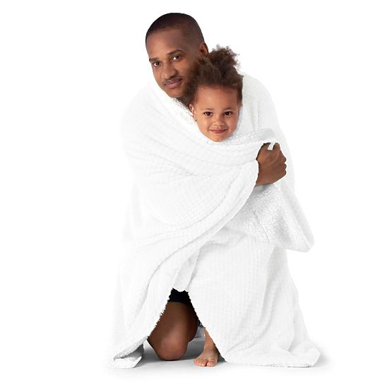 SHLEEPY Blanket in White with Jacquard Pattern Classic Style 130x180