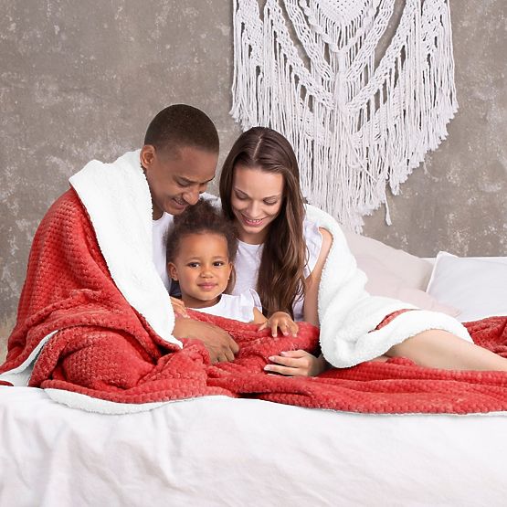 SHLEEPY Blanket Red Embossed Jacquard Classic Style 130x180