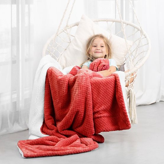 SHLEEPY Blanket Red Embossed Jacquard Classic Style 130x180