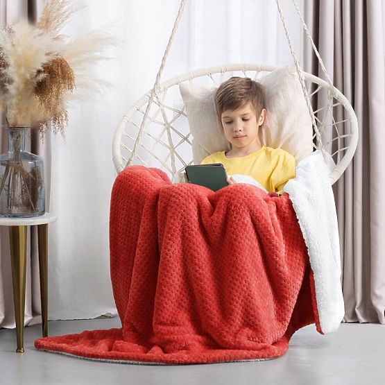 SHLEEPY Blanket Red Embossed Jacquard Classic Style 130x180