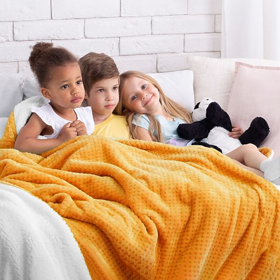 SHLEEPY Orange Throw with Jacquard Pattern Classic Style 170x210