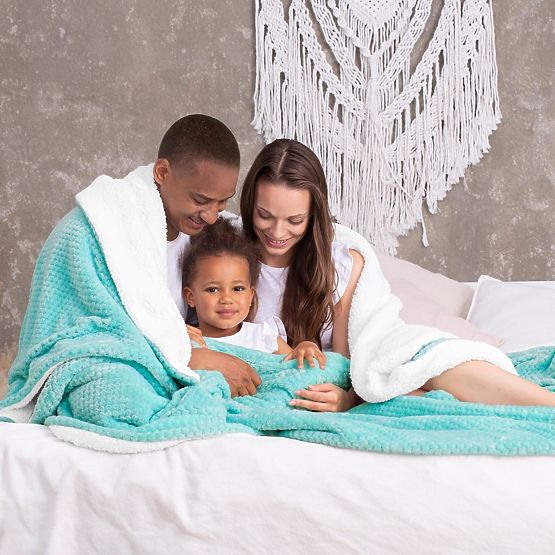 SHLEEPY Turquoise Jacquard Pattern Classic Style Blanket 220x240