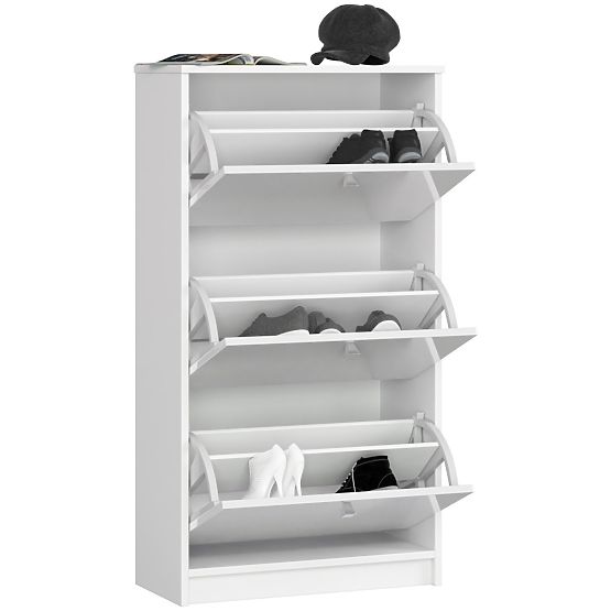 SHOE CABINET 3 FLIP DOORS 60 cm WHITE GLOSS