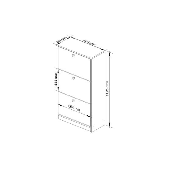 SHOE CABINET 3 FLIP DOORS 60 cm WHITE GLOSS