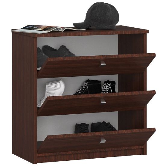 Shoe Cabinet MINI 3 Flip Doors 60 cm - Wenge
