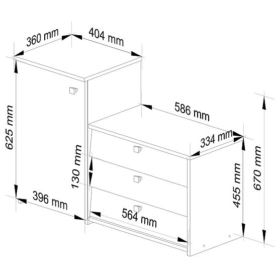 Shoe Cabinet S16 with Dresser 3 Flip Doors - Wenge