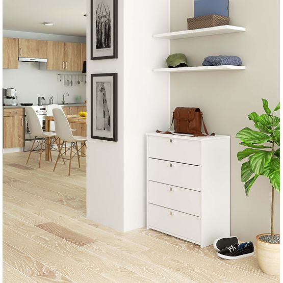 Shoe Cabinet with 4 Flip Doors 60 cm - White