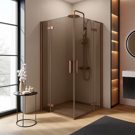 Shower Enclosure REA Hugo Double 80x90 Brushed Copper