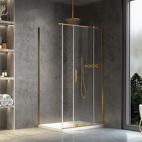 Shower Enclosure REA Montana Brushed Gold 110x100