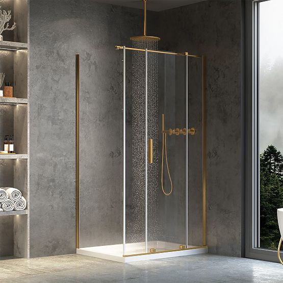 Shower Enclosure REA Montana Brushed Gold 120x80